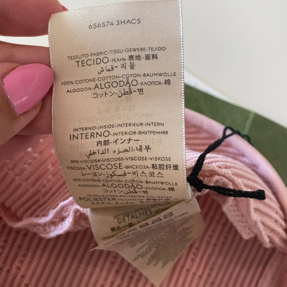 Gucci Beret Crochet Perforated Hat Pink Size Medium - Picture 12 of 15